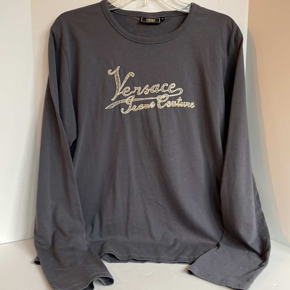 Versace Jeans Couture 1979 vintage long sleeve knit embellished T-shirt size XL